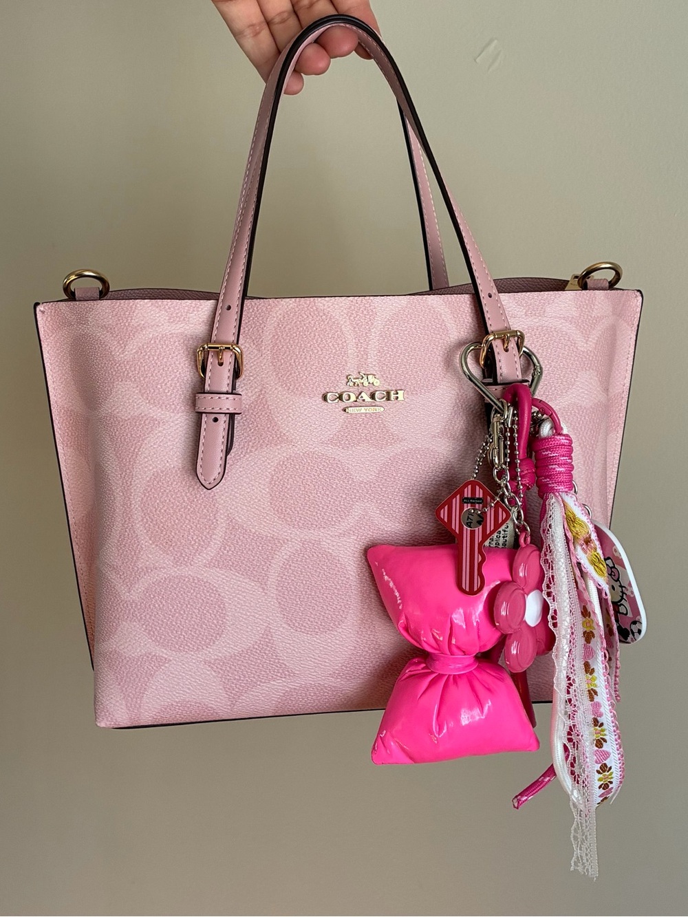 Hot Pink Bow Keychain Hello Kitty Charm Bag Charm